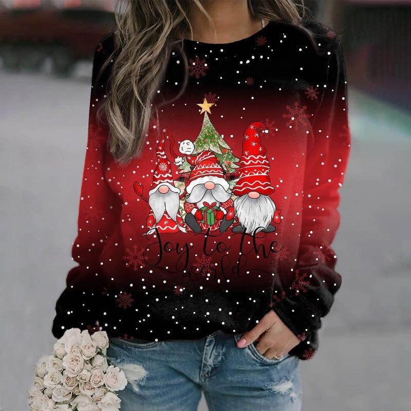 Festive 3D Print Christmas Oversized Knit Sweater