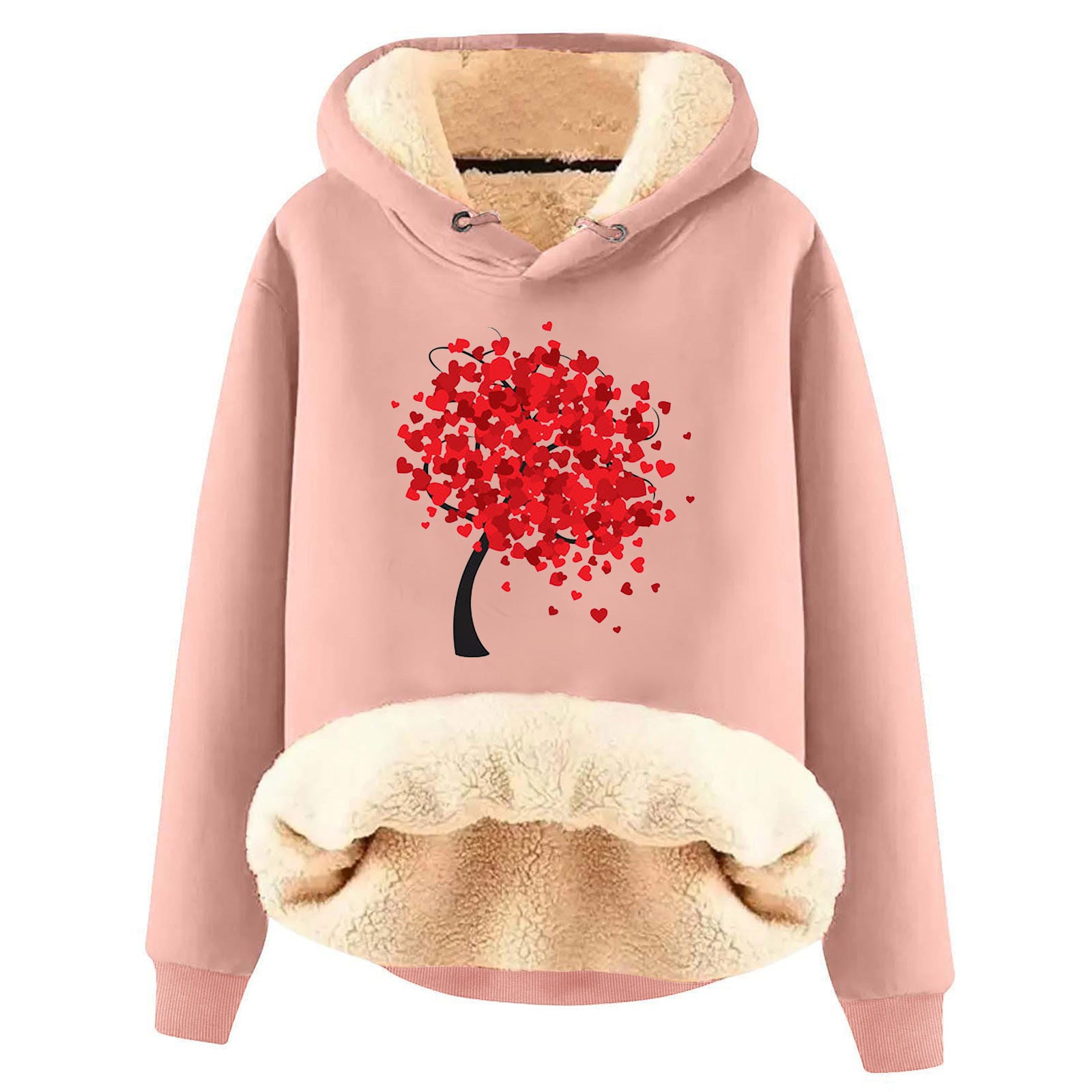 Fleece-Lined Warm Loose Hooded Pullover Sweatshirt