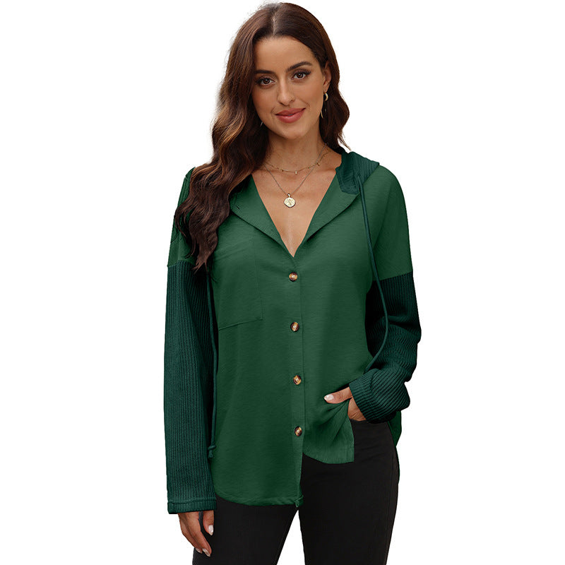 Women's Autumn Leisure All-matching Contrast Color Hooded Sweatshirt