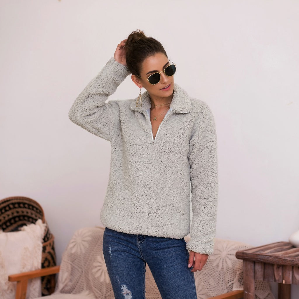 Women's Plush Coat Sweater Top