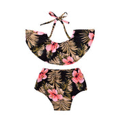 Girls' suit big flower set of 2