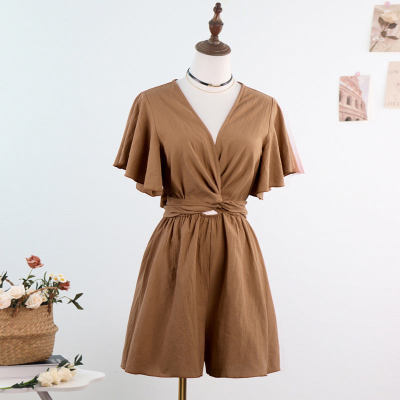 European And American Style Elegant Commuter V-Neck Jumpsuit