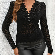 Slim V-Neck Long Sleeve Blouse – Classic Black or White