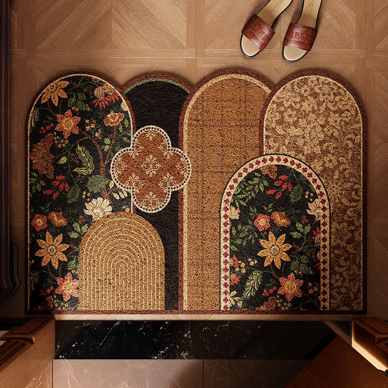 Chinese Retro Cut-to-Fit Entry Doormat - Washable, Elegant Floral Designs