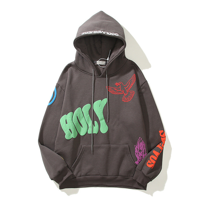 3D Foam Graffiti Print Streetwear Hoodie for Women