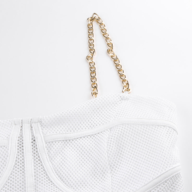 Grid Chain Sling Bottoming Shirt