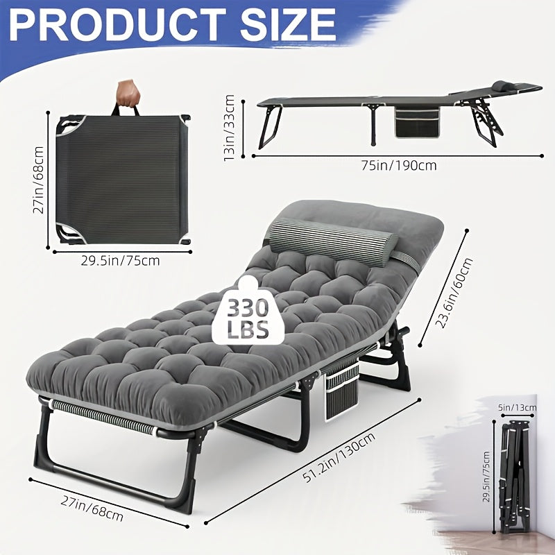 Heavy Duty Outdoor Folding Bed with Flip Mattress - 450/500/600 lbs Capacity, Portable Foldable Guest Bed with Sturdy Frame & Comfortable Mattress for Camping, Travel, Balcony, Garden - Ideal for Teen