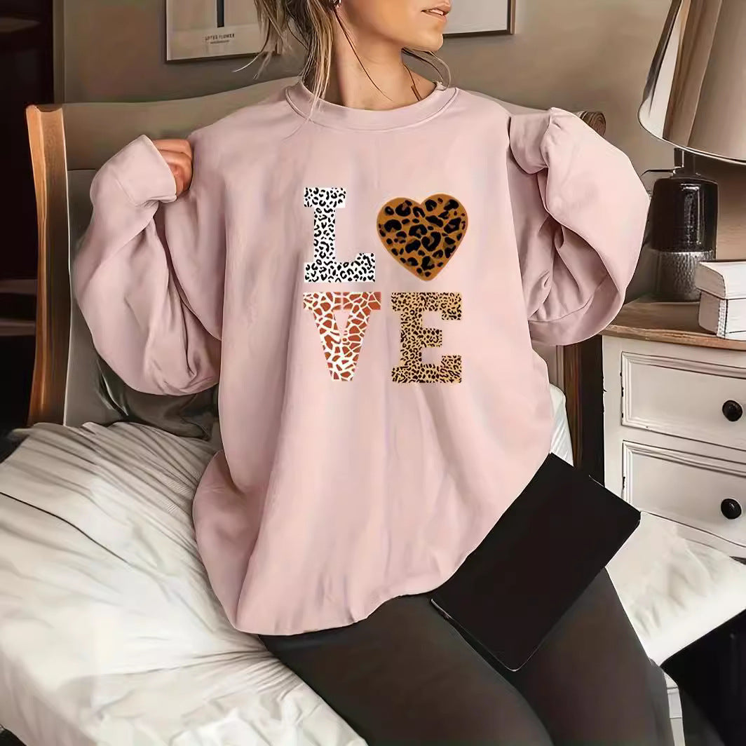 Plus Size Leopard Heart Sweater for Women