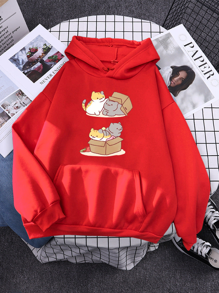 Cute Cat Hide & Seek Graphic Hoodie for Women