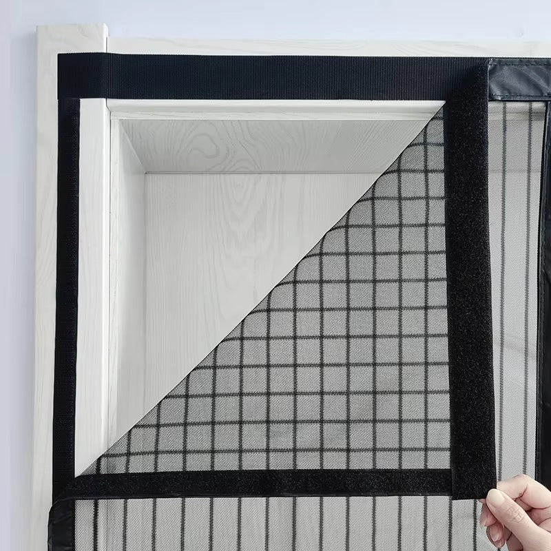 A Magnetic Mosquito-proof Door Curtain Made of Fine Mesh Material That Effectively Keeps Mosquitoes Away. It Features a Lace Design and Convenient Storage Straps, with a Magnetic Centre That Lets Pets