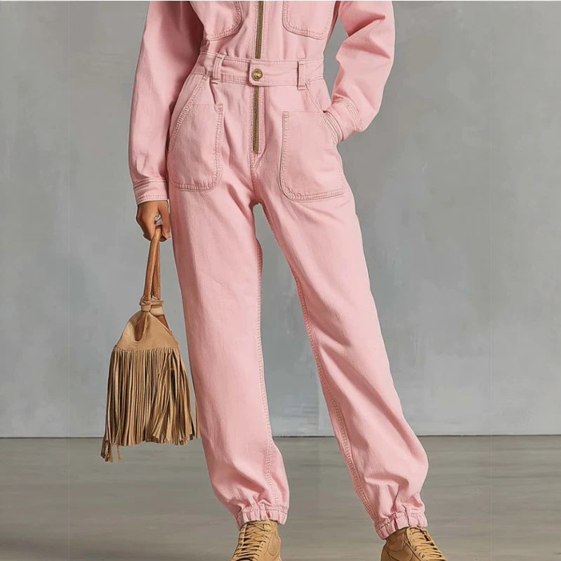 Retro Western Zip-Up Jumpsuit