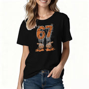 Trendy Printed Short‑Sleeve Crewneck Sweatshirt – Unisex Comfort