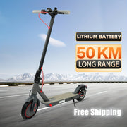 New Ultra-Long Range 50-Mile Electric Scooter with 8.5" All-Terrain Tires, 25-30KM/H High Speed, One-Click Foldable Design & Dual Suspension - Black Commuter & Leisure E-Scooter,