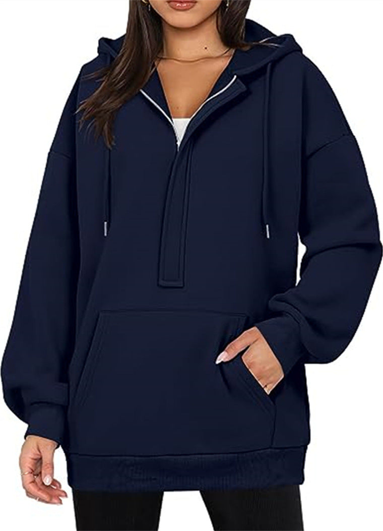 Women's Cozy Solid Color Loose Pullover Hoodie
