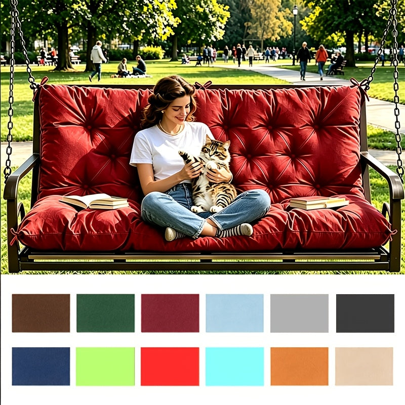 Porch Swing Cushions Outdoor Waterproof Thickened 5" Backyard Swing Cushion with Backrest And Ties 2-3 Seat Outdoor Swing Cushions Replacement for Porch Patio Garden Lawn 60/48/40X40X5 INCH
