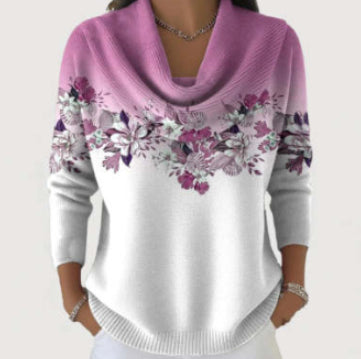 Womens Loose-fit Knitted Sweater with a Printed Design