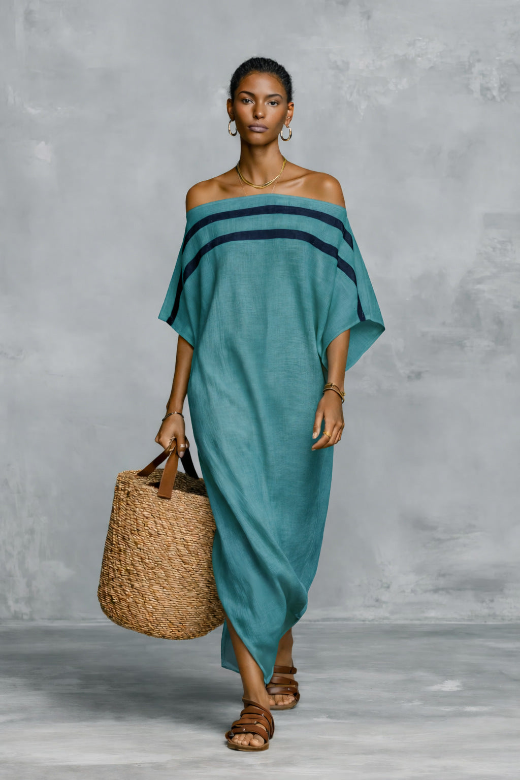 One-Shoulder Batwing Sleeve Summer Vacation Maxi Dress