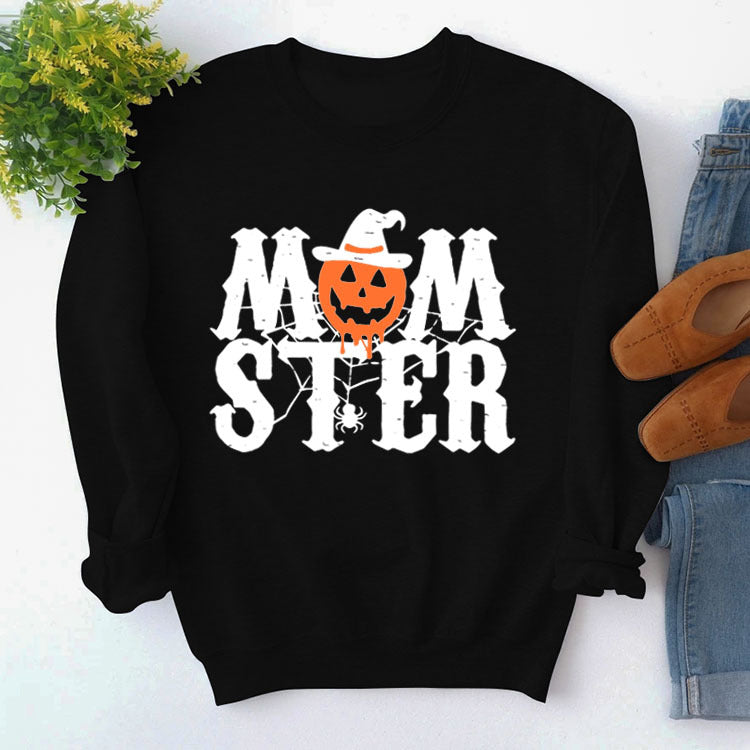 MOM STER Cute Graphic Long Sleeve Pullover Sweatshirt