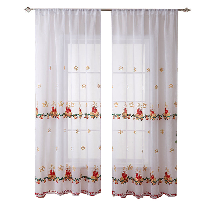 New American Christmas Curtain Christmas Snowflake Embroidery