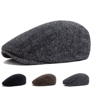 British-Style Newsboy Cap for Men - Herringbone Forward Peaked Beret