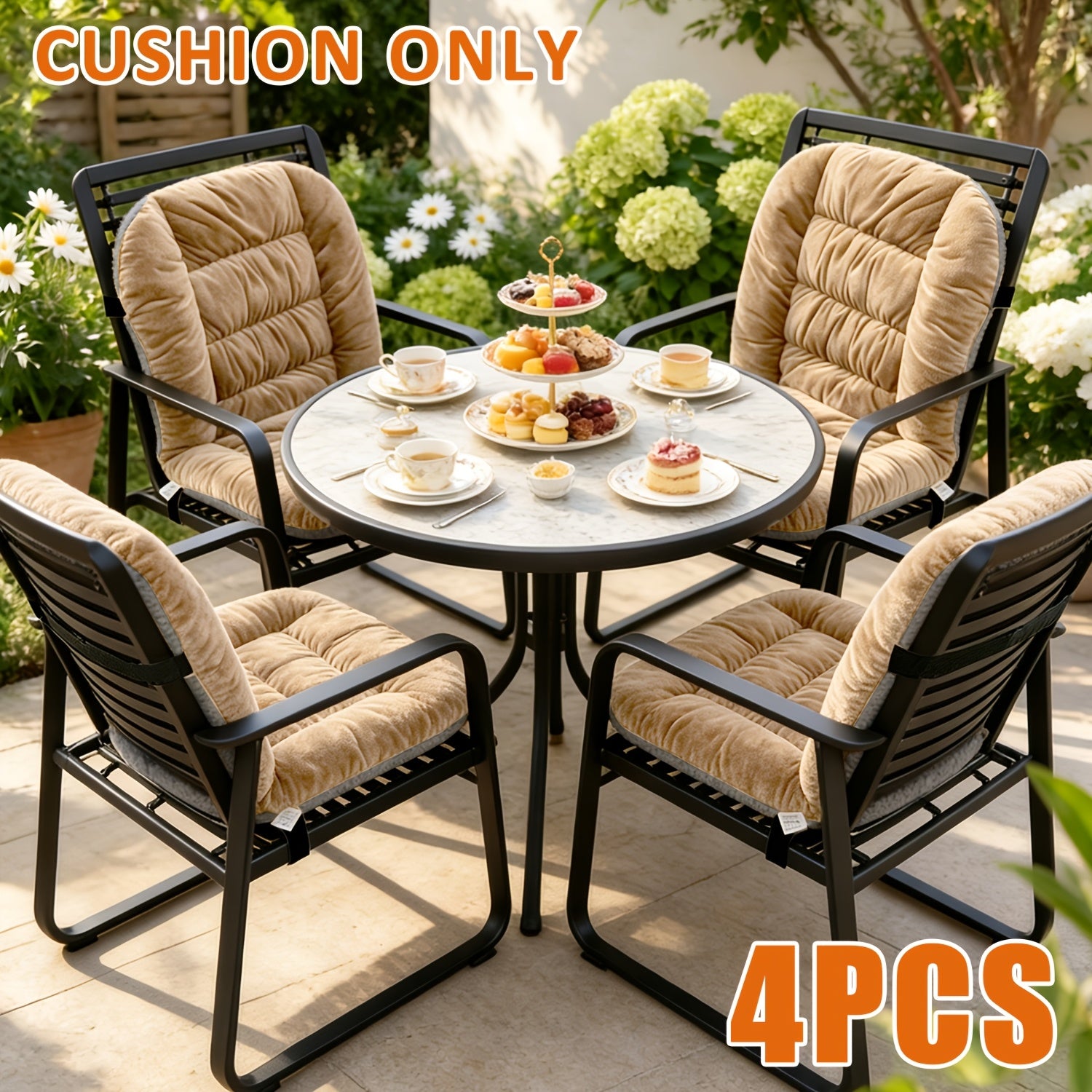 4pcs Thickened Outdoor Chair Cushions with Backrest Support, Suitable for Patio Furniture, Soft And Comfortable, Suitable for Garden Loungers, Terraces, And Balcony Furniture, Durable And Comfortable Fit