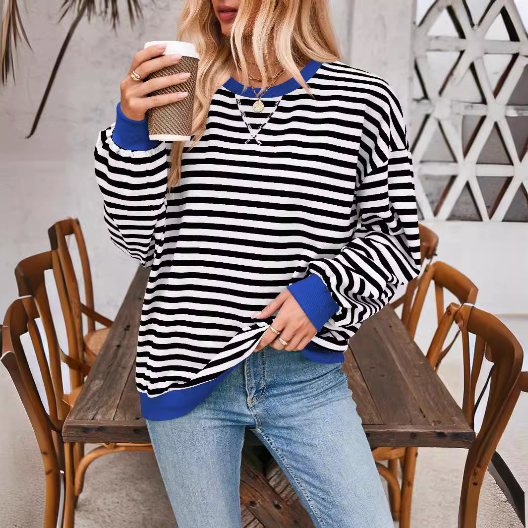 Women's Casual Striped Long Sleeve Pullover Sweater
