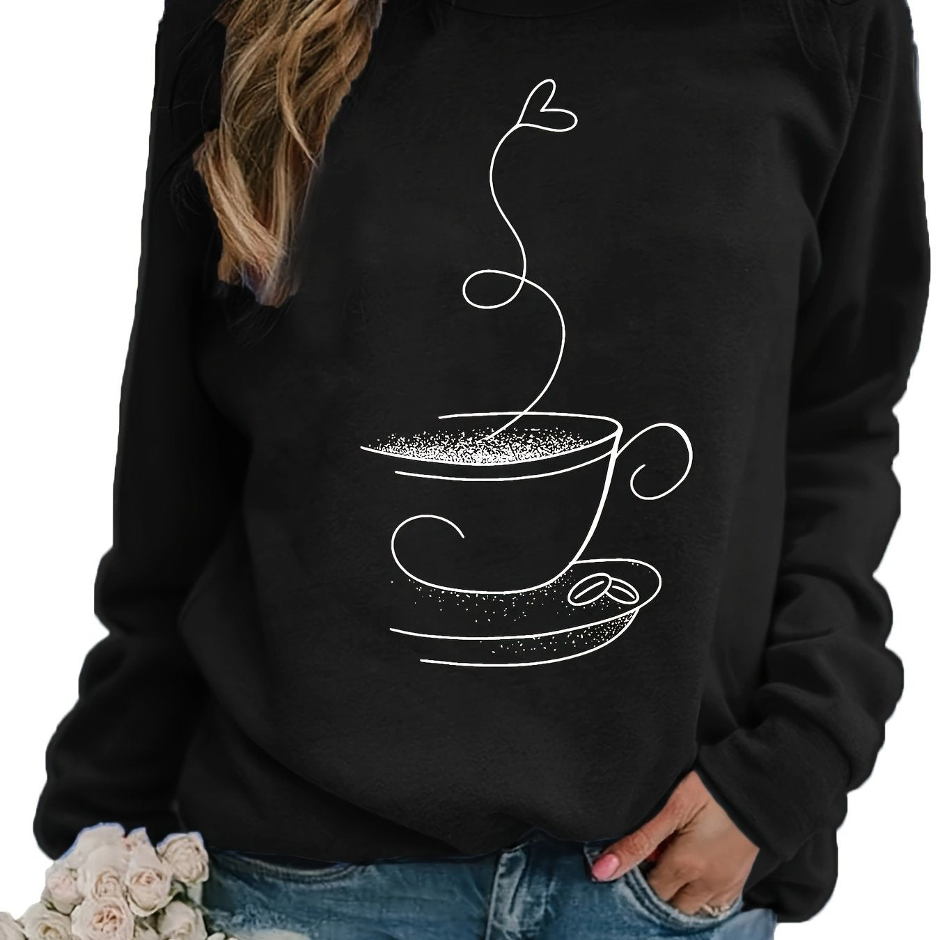 Women's Graphic Print Crew Neck Casual Sweater