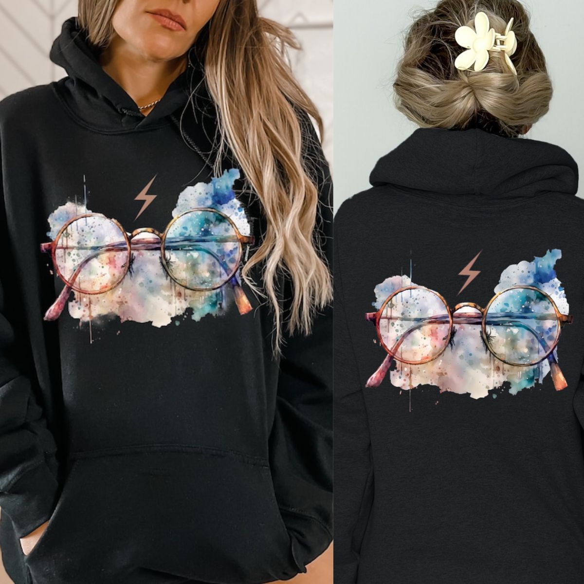 Women's Casual Color Block Hooded Pocket Sweatshirt