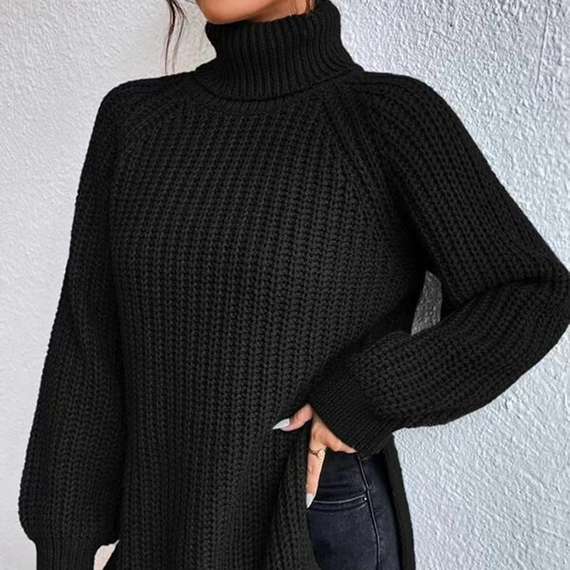 Comfortable Womens Top with a High Fold-over Collar