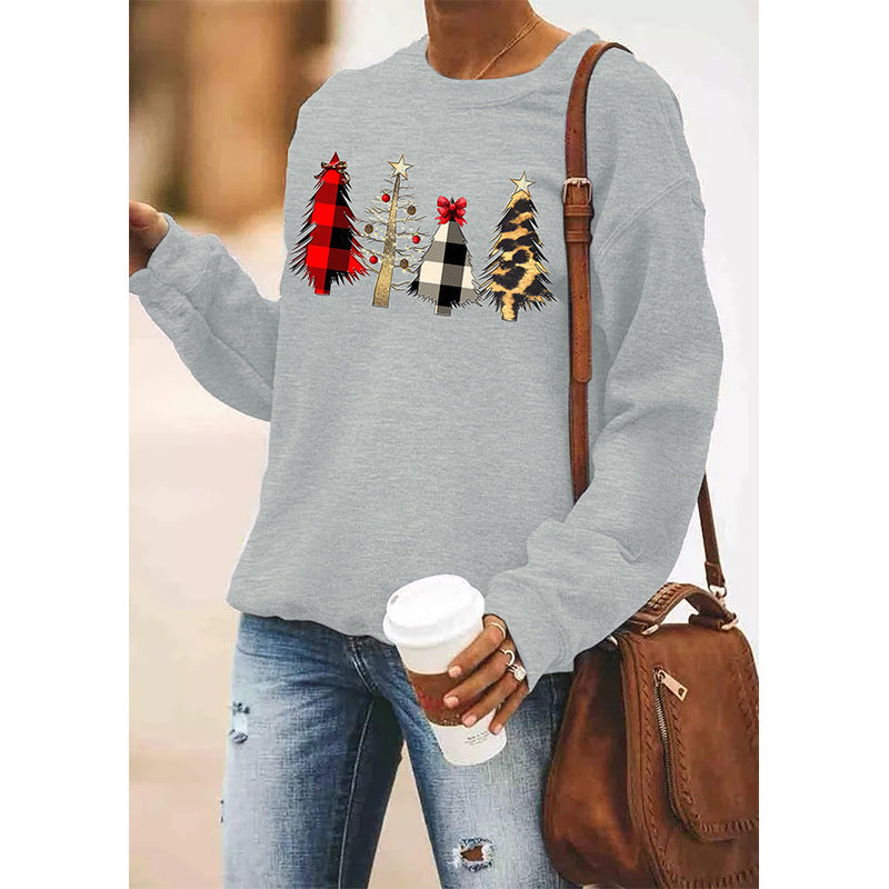 Festive Women's Christmas Print Long Sleeve Pullover Sweater