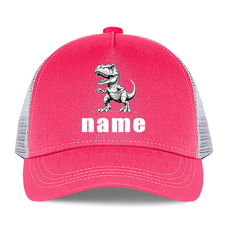 Custom Name Dinosaur Design Baseball Cap – Adjustable Outdoor Sports Hat for Boys and Girls