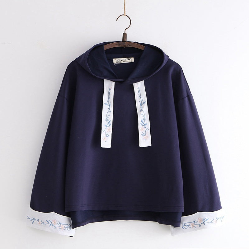Cozy Solid Color Women's Hooded Pullover Sweatshirt