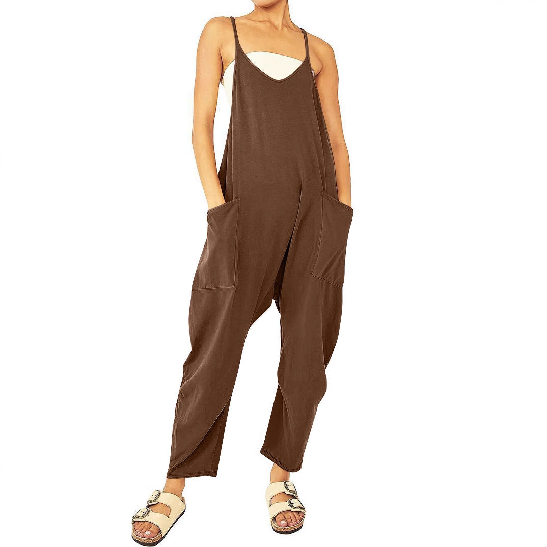 Plus-Size Casual Knitted Suspender Overalls