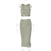 Green Hollowed-out Vest Jumpsuit for Women - Summer Fashion