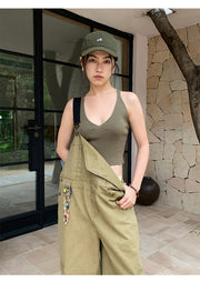 New Style Workwear Suspender Denim Jumpsuit For Women