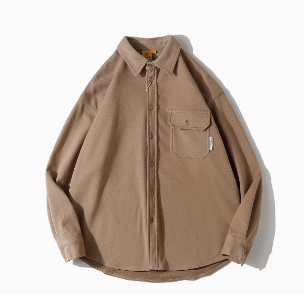 Girls' Solid Color Long-sleeved Casual Shirt Jacket