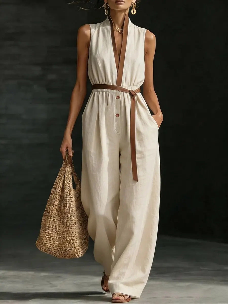 V-Neck Sleeveless Chic Women's Jumpsuit