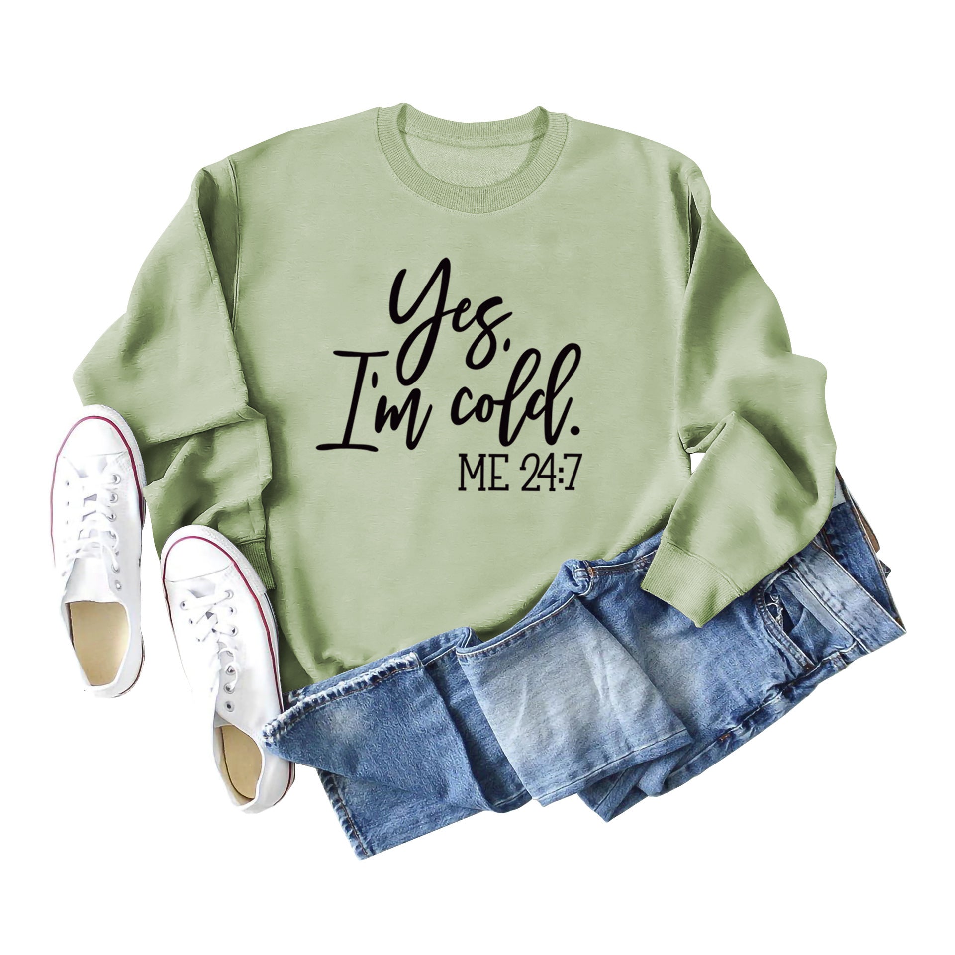 Retro Letter Print Cotton Crew Neck Women's Sweatshirt