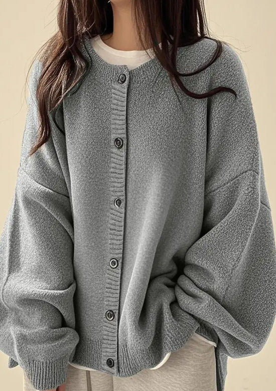 Vintage-button Sweater Cardigan Fashionable and Loose-fitting for Women