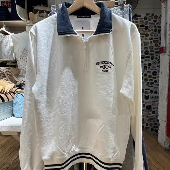 Retro Half-Zip Contrast Polo Sweater