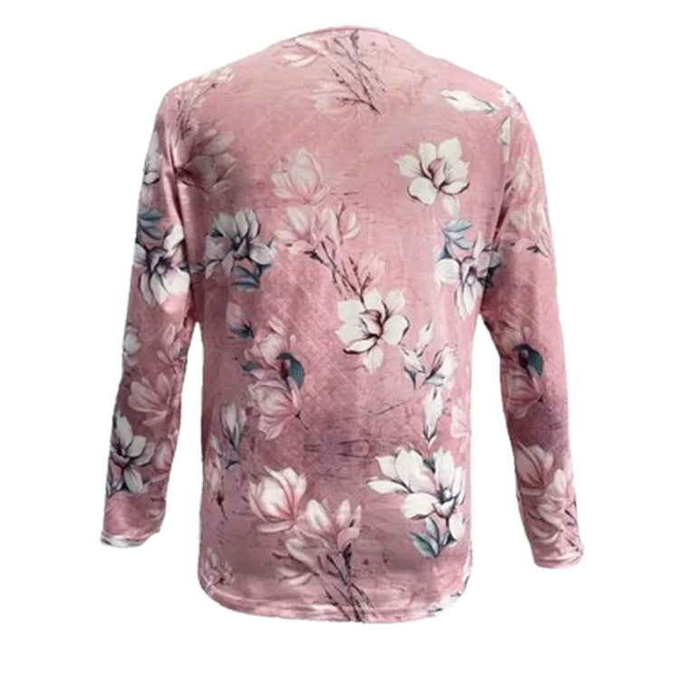 Vintage Floral V-Neck Long Sleeve Top