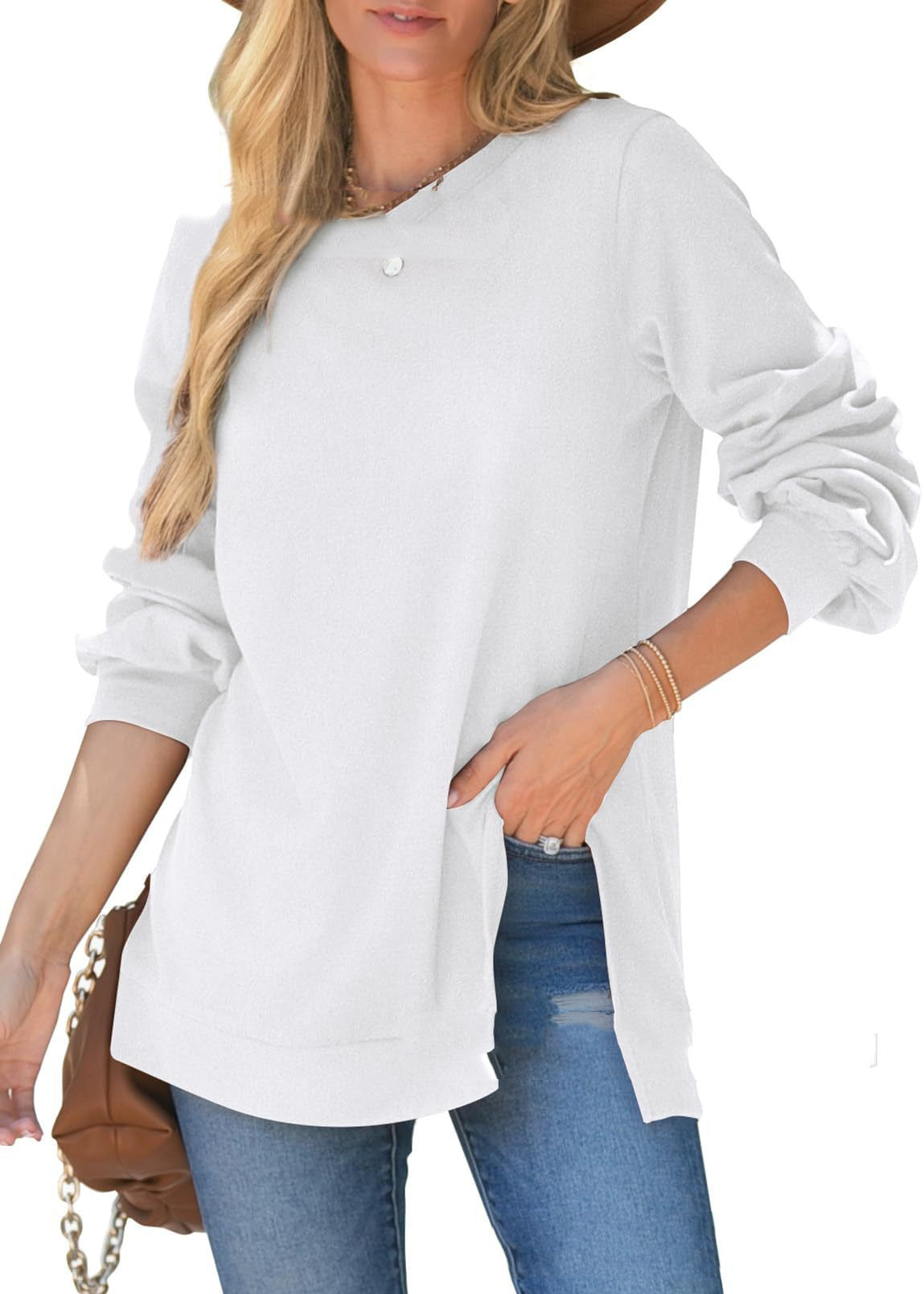 Women's Cozy Side Slit Pullover Sweater