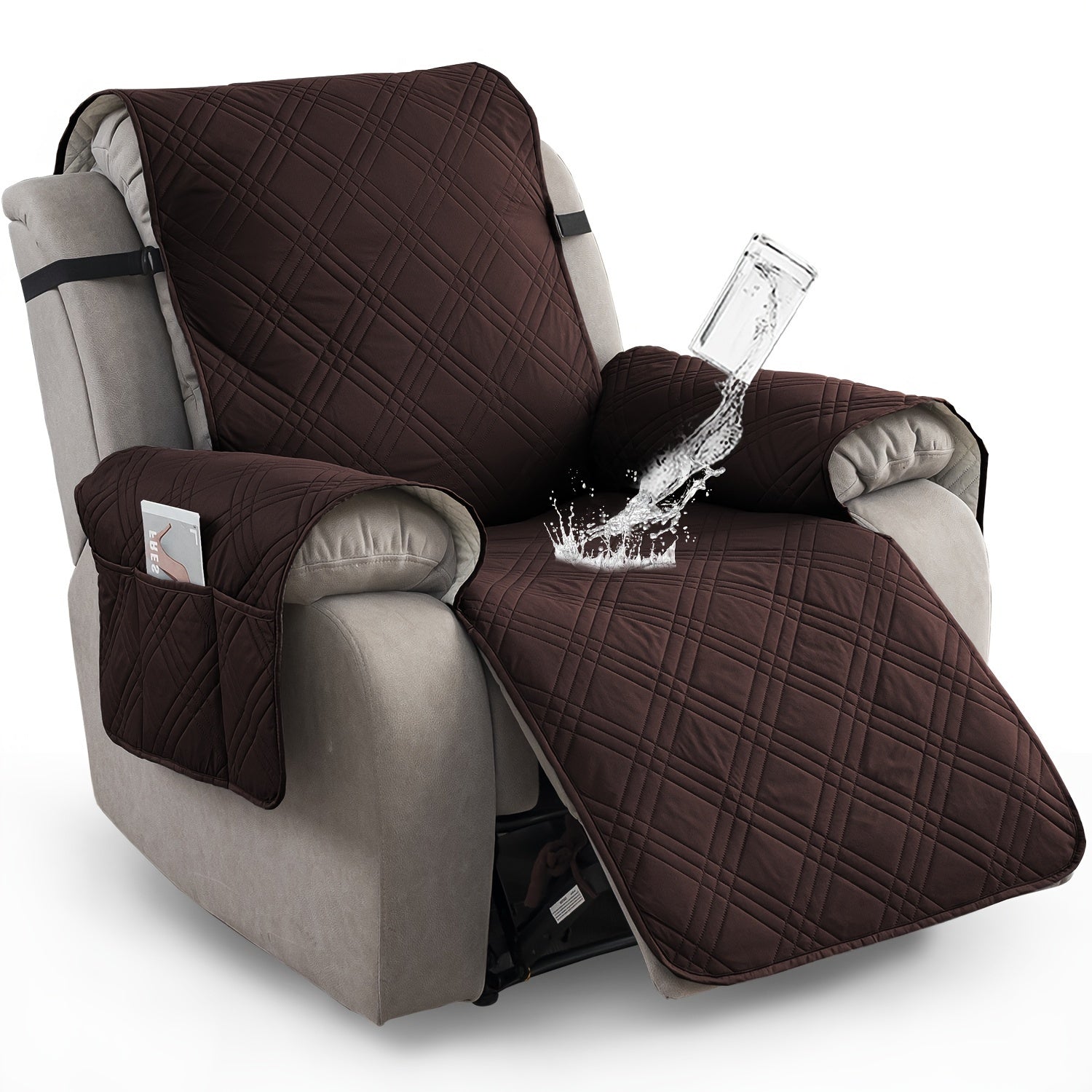 Waterproof Recliner Chair Cover with Pocket, Pet Scratch-Resistant Sofa Slipcover
