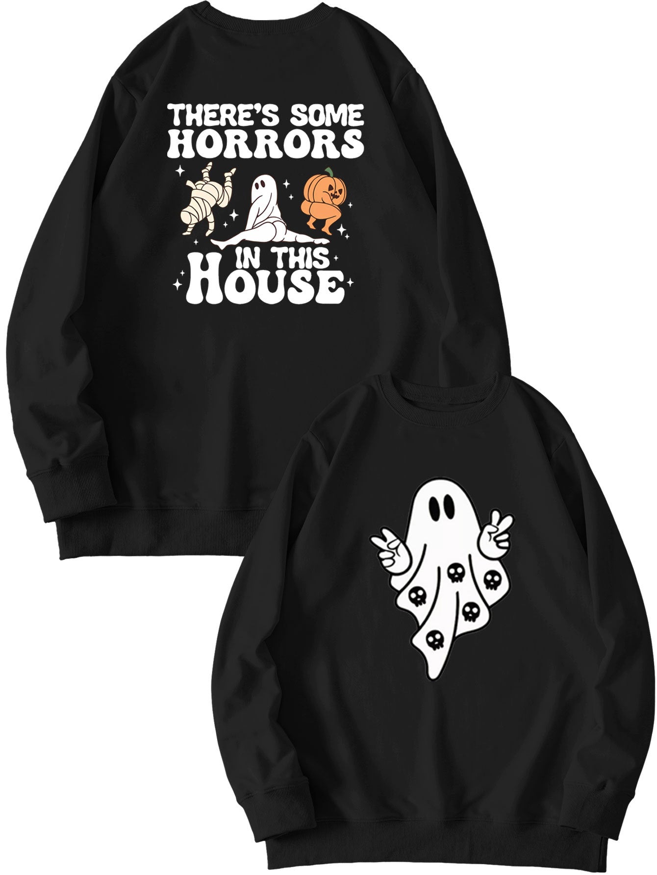 There's Some Horrors Printed Casual Long Sleeve Sweater
