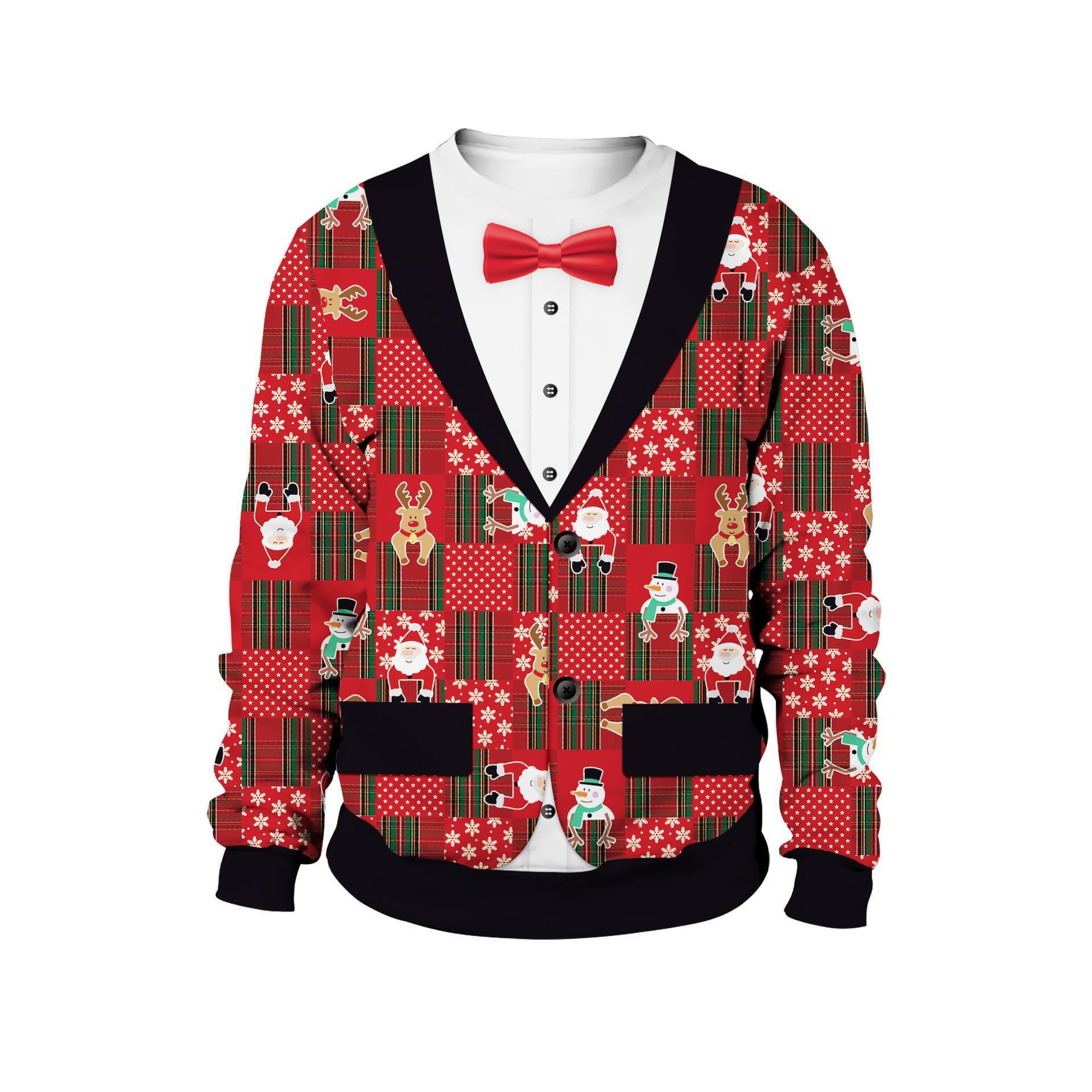 Festive 3D Print Christmas Couple Sweater