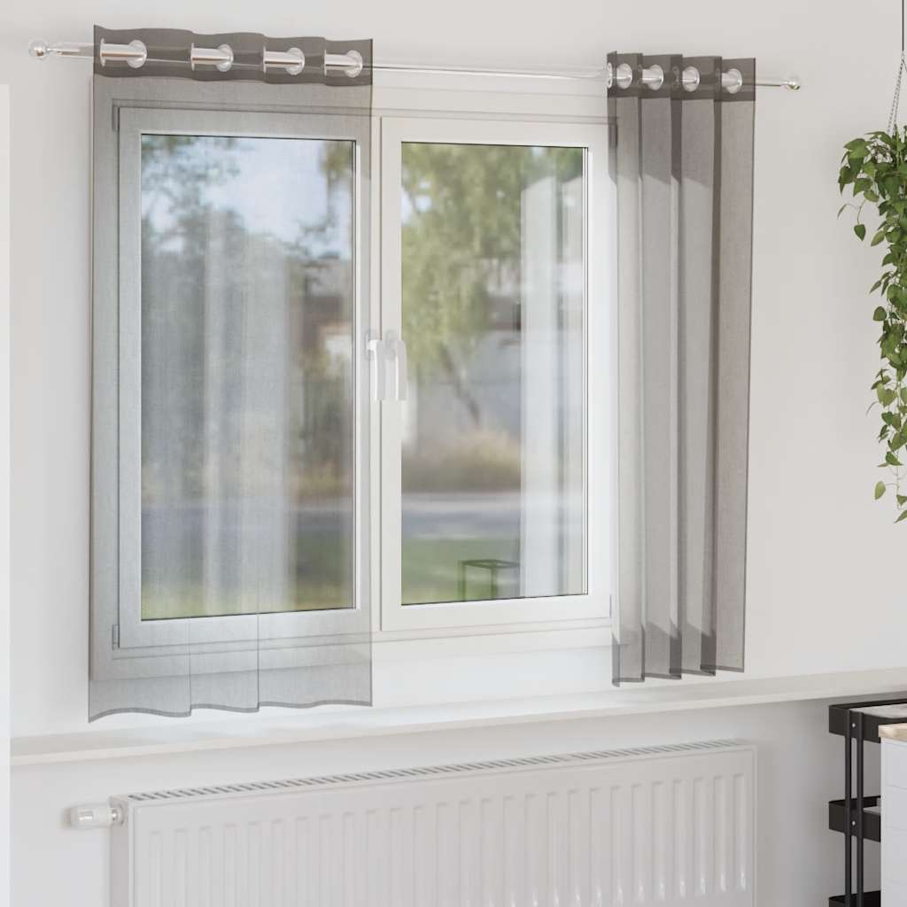 Voile Curtains with Eyelets, 2 Pcs.