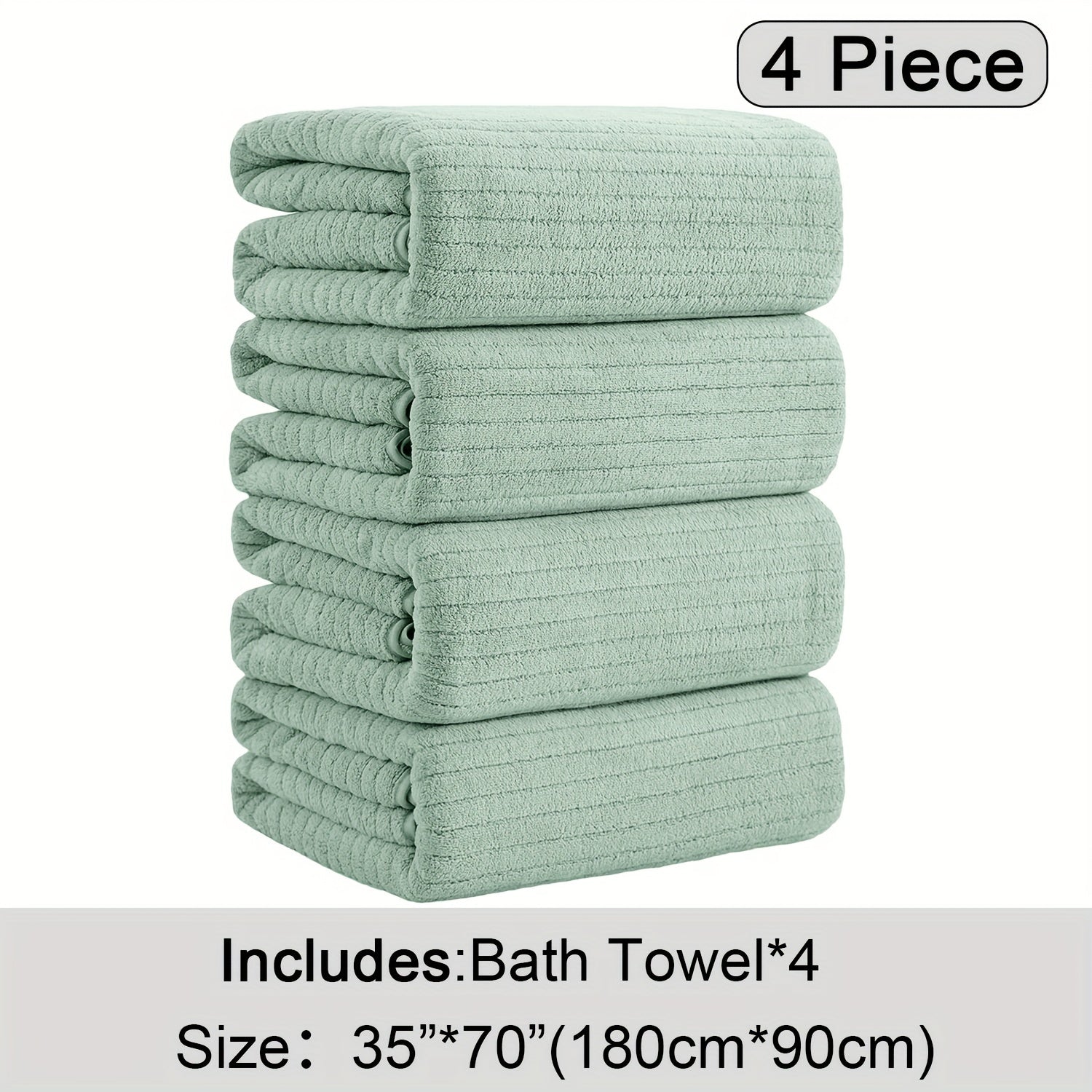 4-Piece Extra Large Microfiber Bath Towel Set, 35" x 70"