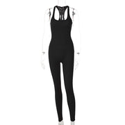 Sleeveless Backless Waist-Trimming Jumpsuit