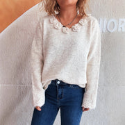 New Patchwork Flower Solid Color Sweater for Women