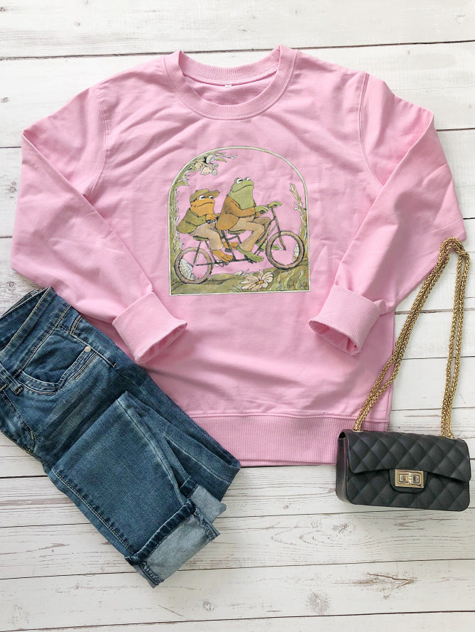 Cute Frog & Toad Casual Cotton Pullover Sweatshirt